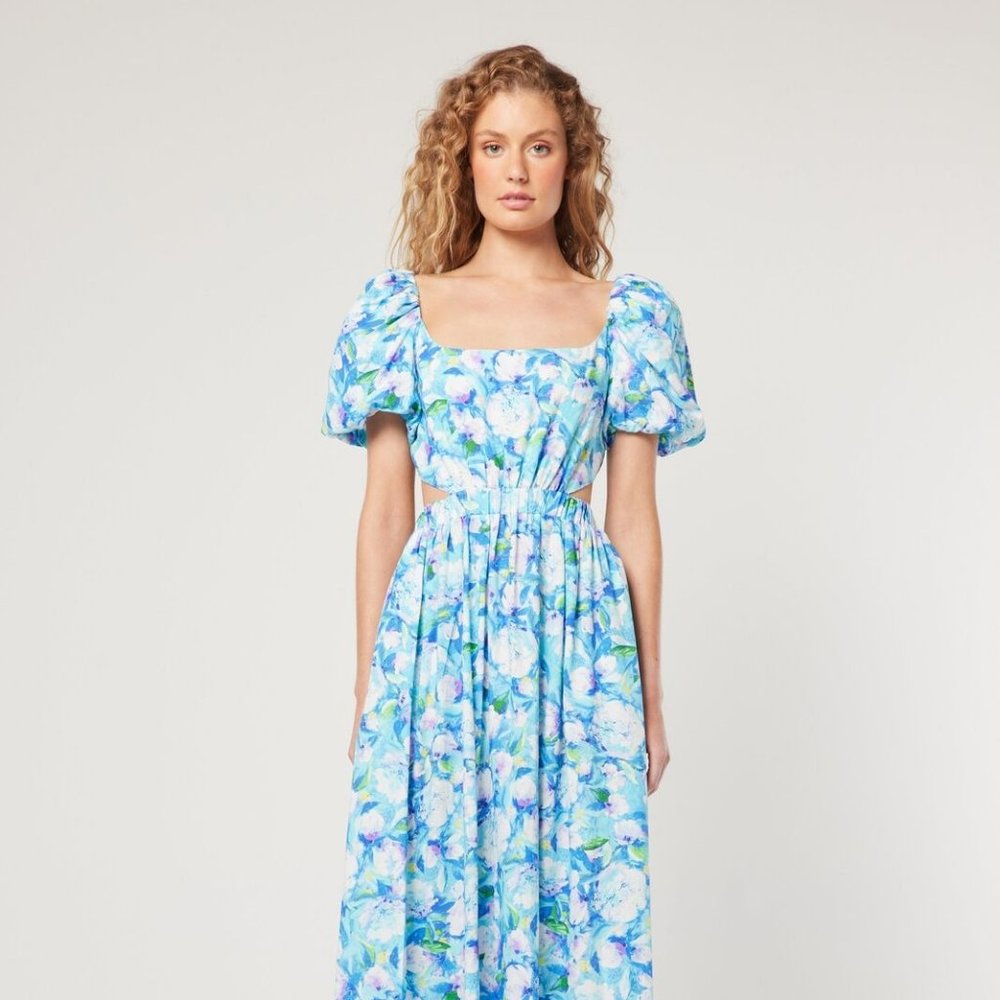 Brand New Elliatt Peggy Maxi Dress in Blue Floral - Size S